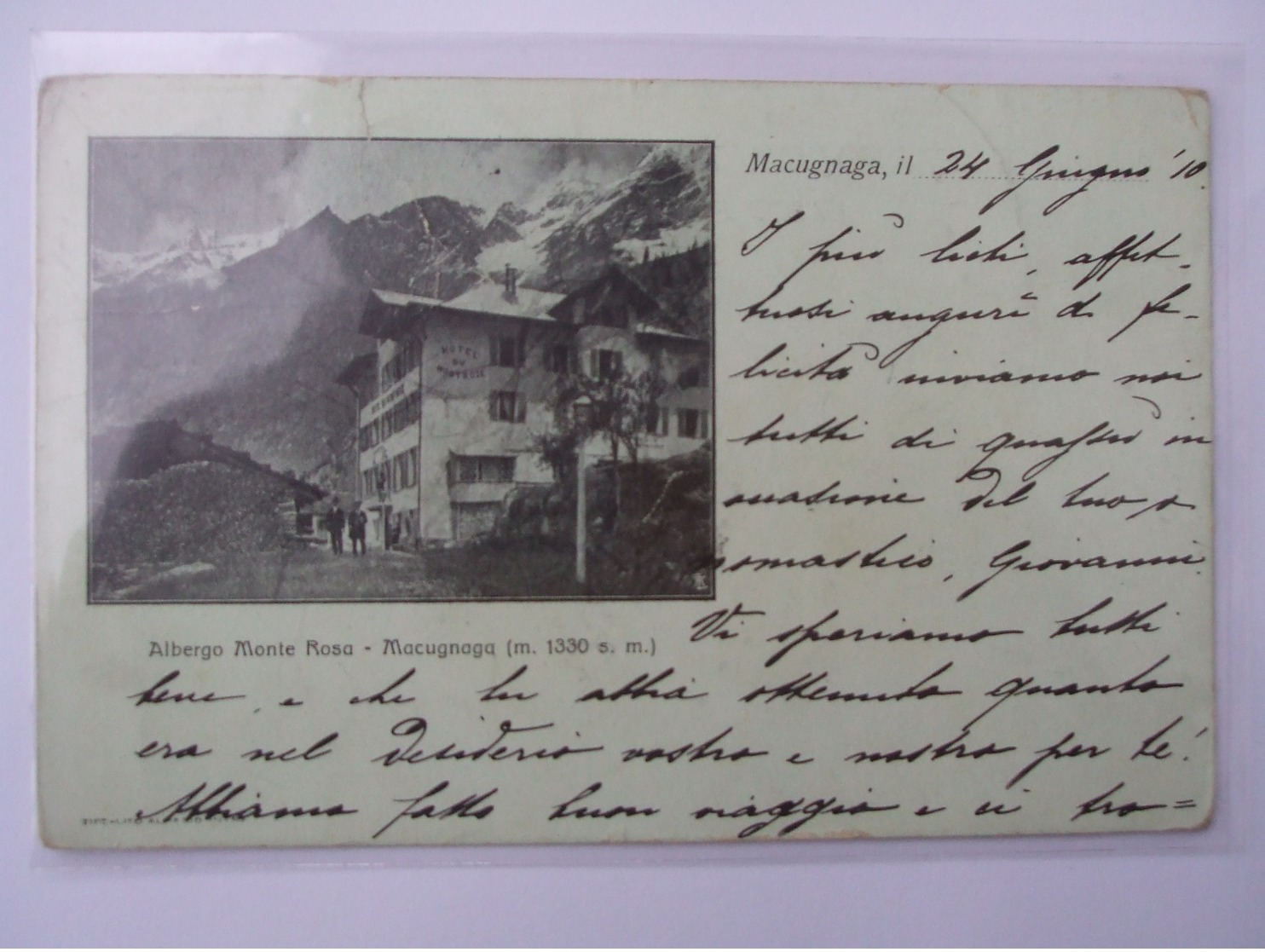 Macugnaga..Albergo Monte Rosa.Viaggiata 1910 - Altri & Non Classificati