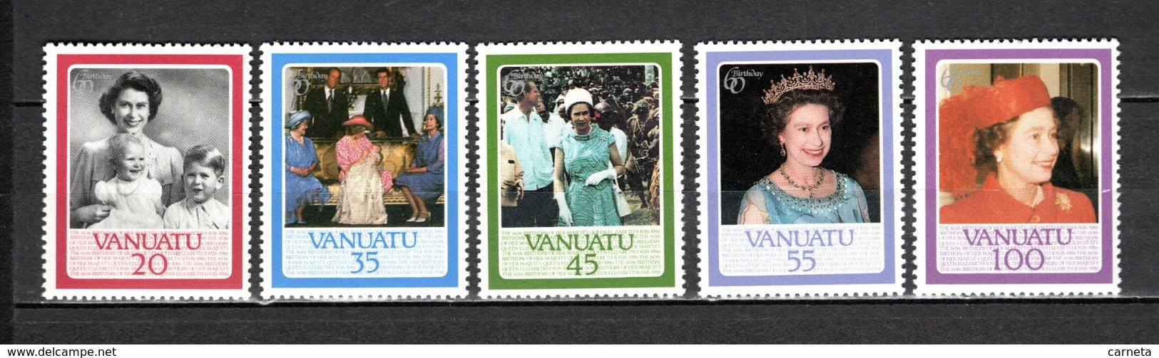 VANUATU  N° 735 à 739  NEUFS SANS CHARNIERE  COTE  8.50€  REINE ELIZABETH - Vanuatu (1980-...)