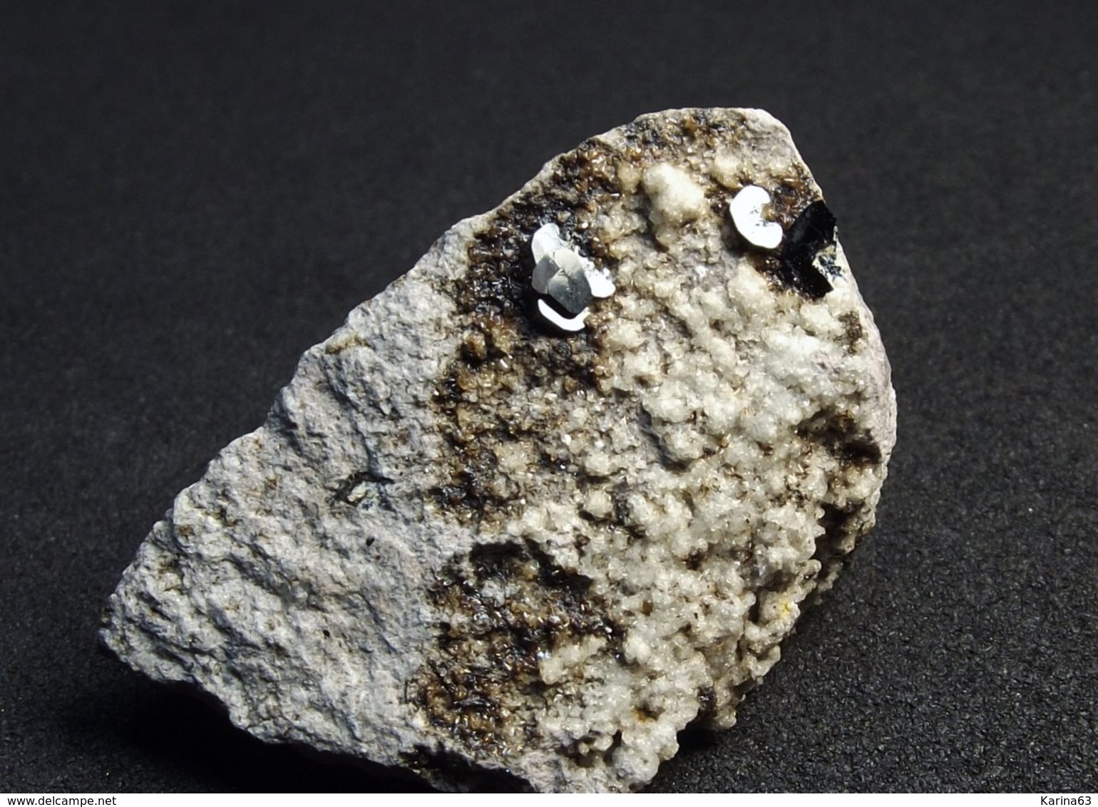 Osumilite with Tridymite on Matrix ( 2.7 x 1.6 x 1 cm ) - Funtanafigu Quarry -  Mt. Arci -  Sardinia - Italy