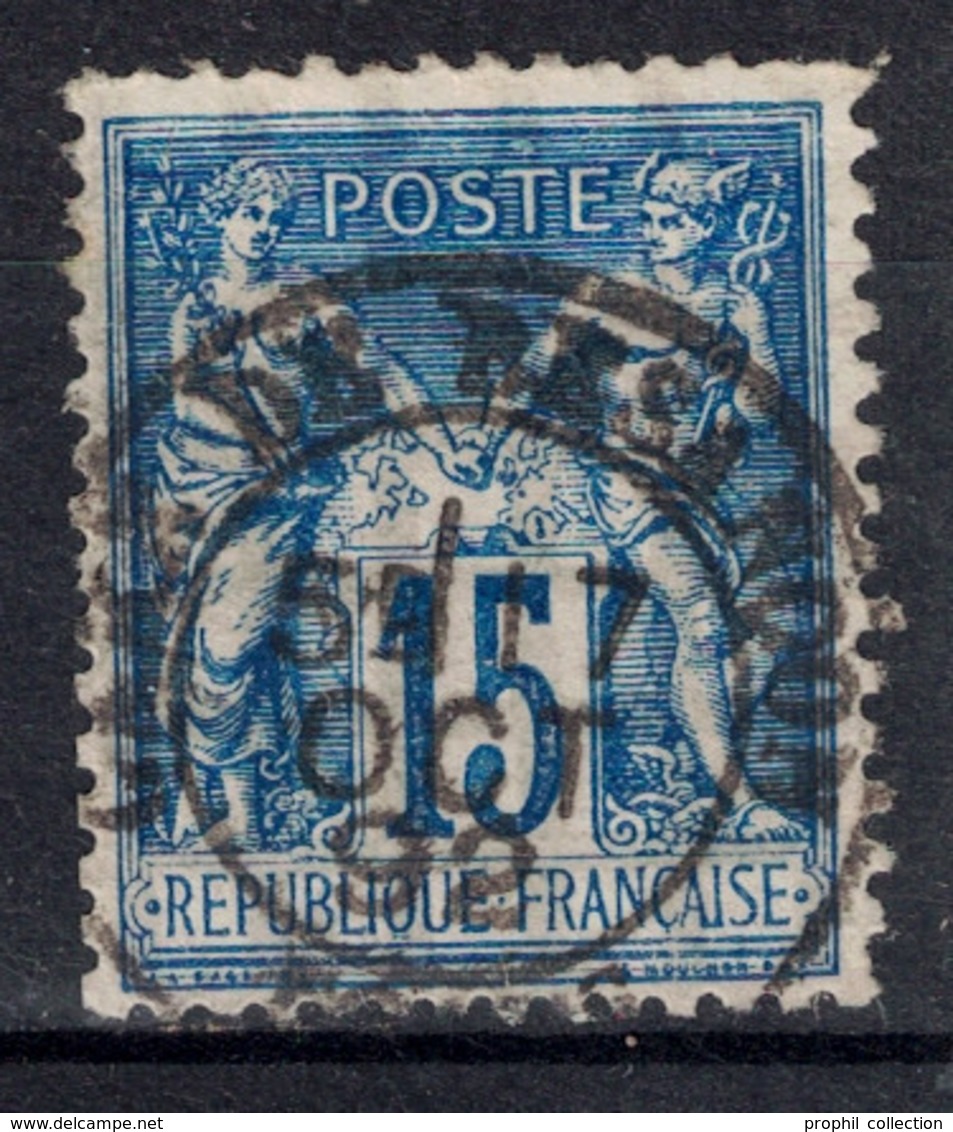 1892 - OBLITERATION CAD " GARE DE BESANÇON DOUBS " Sur TIMBRE TYPE SAGE 15c BLEU N° 101 - 1898-1900 Sage (Type III)