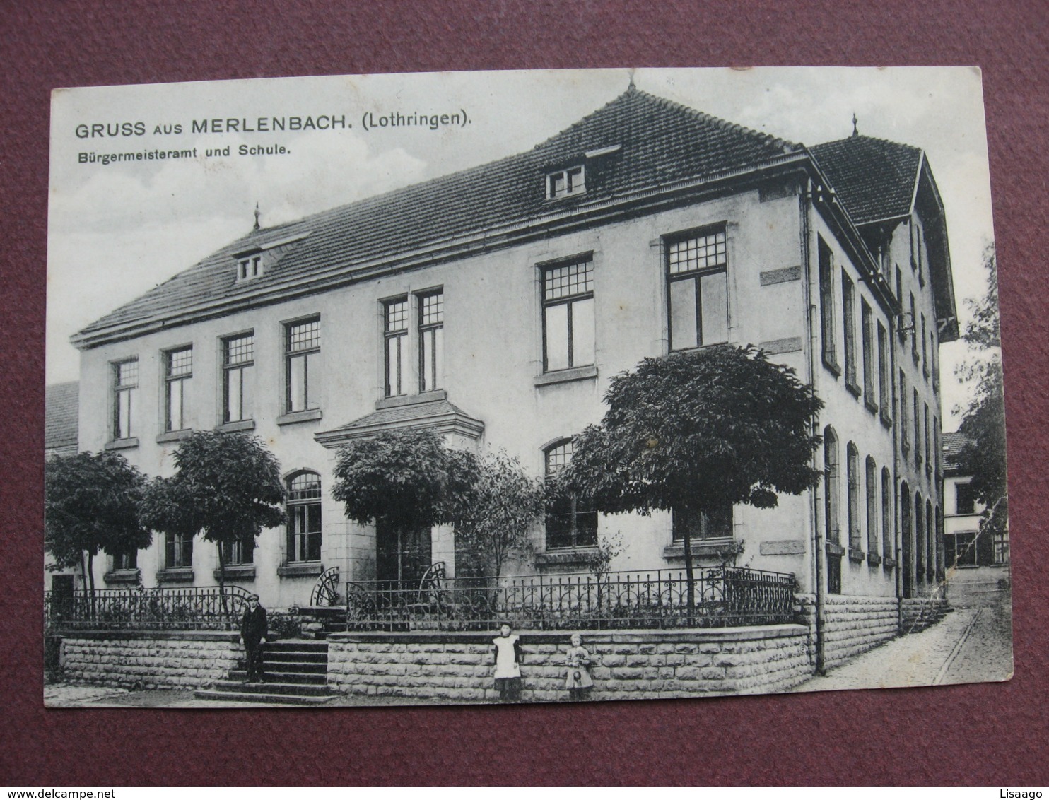 CPA 67 Gruss Aus MERLENBACH Mairie Et Ecole ANIMEE Canton MUTZIG Pliure Coin Bas Droit - Sonstige & Ohne Zuordnung