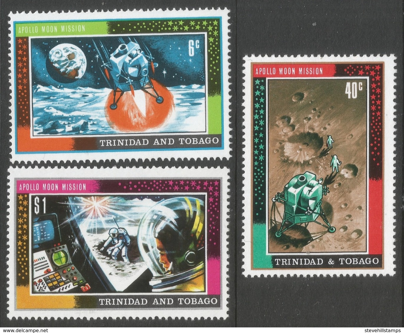 Trinidad & Tobago. 1969 First Man On The Moon. MH Complete Set SG 361-363 - Trinidad & Tobago (1962-...)