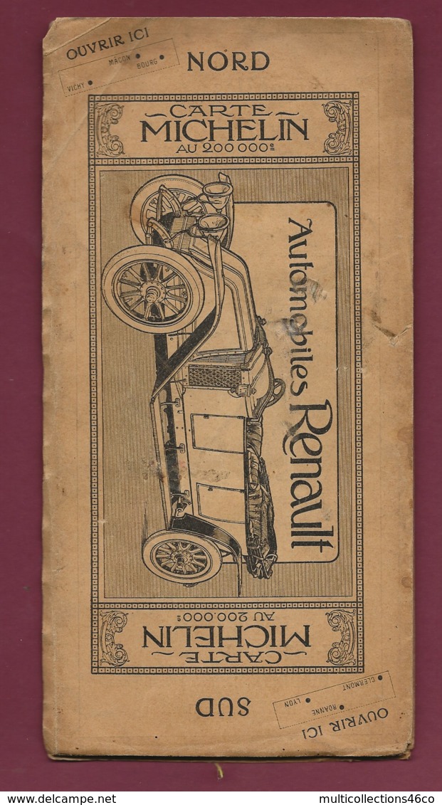 241019A - Années 1910 CARTE ROUTIERE MICHELIN 47 Feuilles 200 000e N° 28 CLERMONT LYON Pub RENAULT CH DELAGRAVE - Callejero