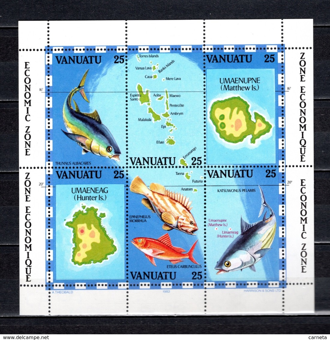 VANUATU  BLOC N° 4  NEUF SANS CHARNIERE  COTE  20.00€    PECHE  POISSON ANIMAUX - Vanuatu (1980-...)