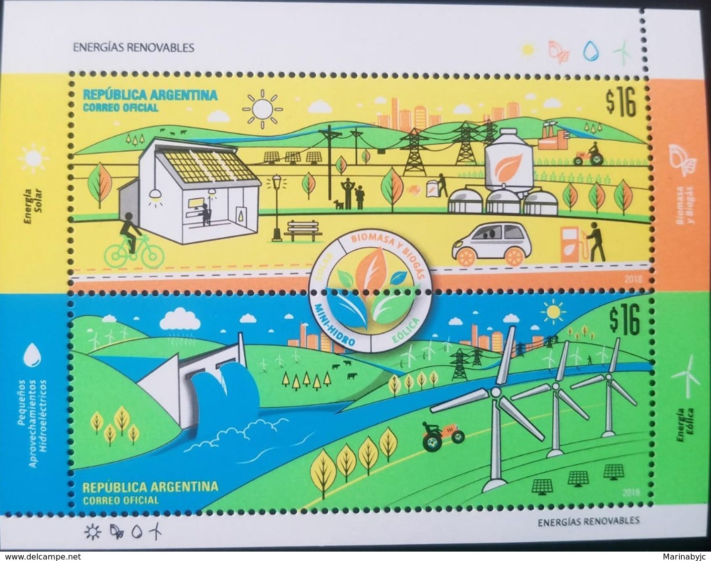 RV) 2018 ARGENTINA, RENEWABLE ENERGY, EOLIC SOLAR ENERGY, HYDROELECTRIC, SOUVENIR SHEET, MNH - Neufs