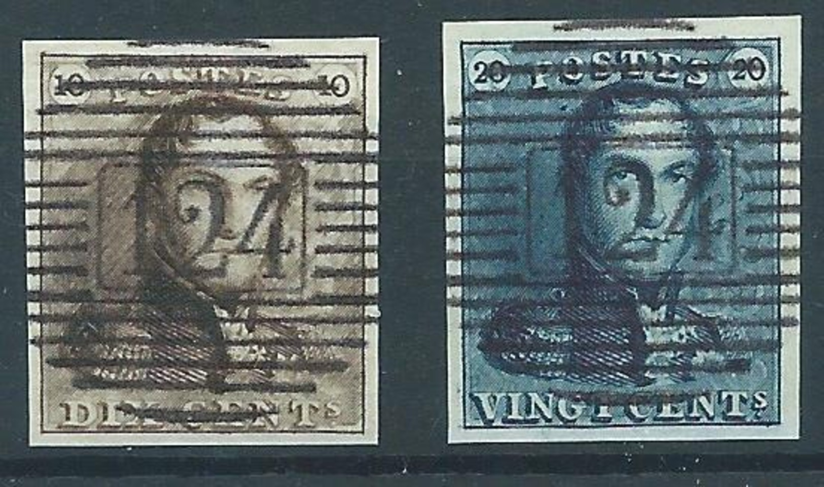 Belgique Belgïe COB 1 Et 2 P 124 (Vielsalm) - Lire Annonce Reproduction - 1849 Schulterklappen