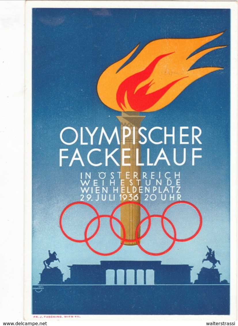 III. Reich, Propagandakarte " OLYMPISCHER FACKELLAUF " In Österreich 1936 - Guerre 1939-45