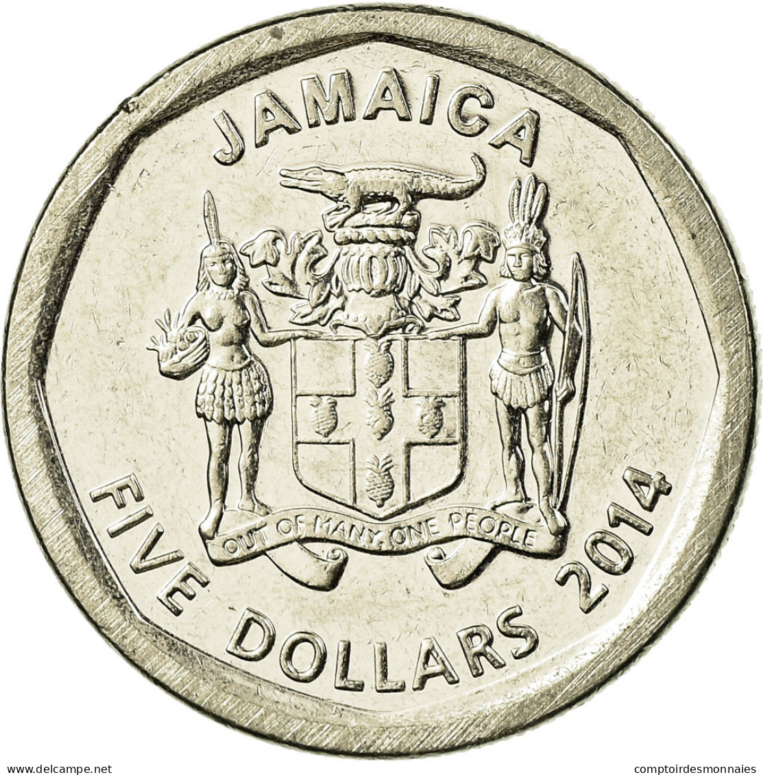 Monnaie, Jamaica, 5 Dollars, 2014, TTB, Nickel Plated Steel - Jamaica