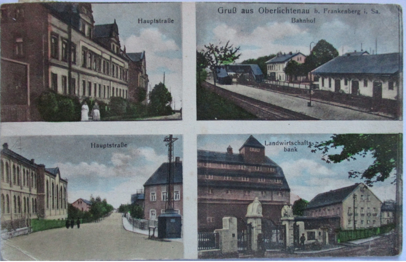 Oberlichtenau, Hauptstraße, Bahnhof, Landwirtschaftsbank, 1929  - Sonstige & Ohne Zuordnung