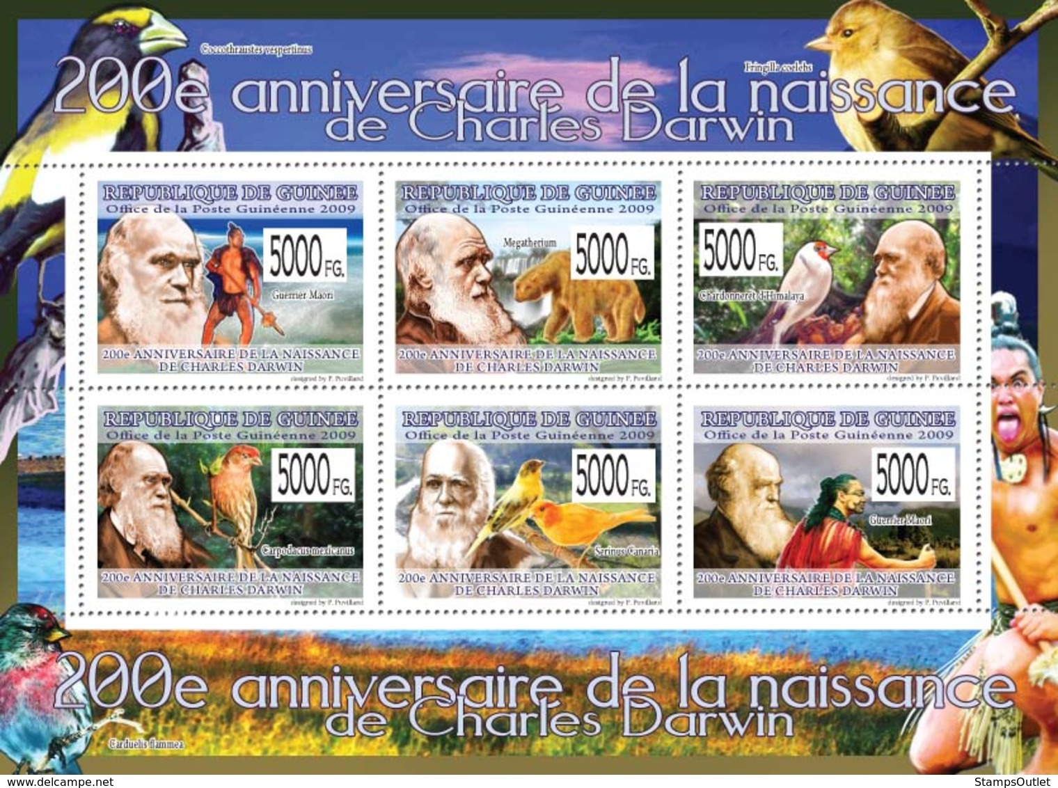 Guinea 2009 MNH - 200th Anniversary Of Charles Darwin (Birds & Animals) II. YT 4167-4172, Mi 6587-6592 - Guinée (1958-...)