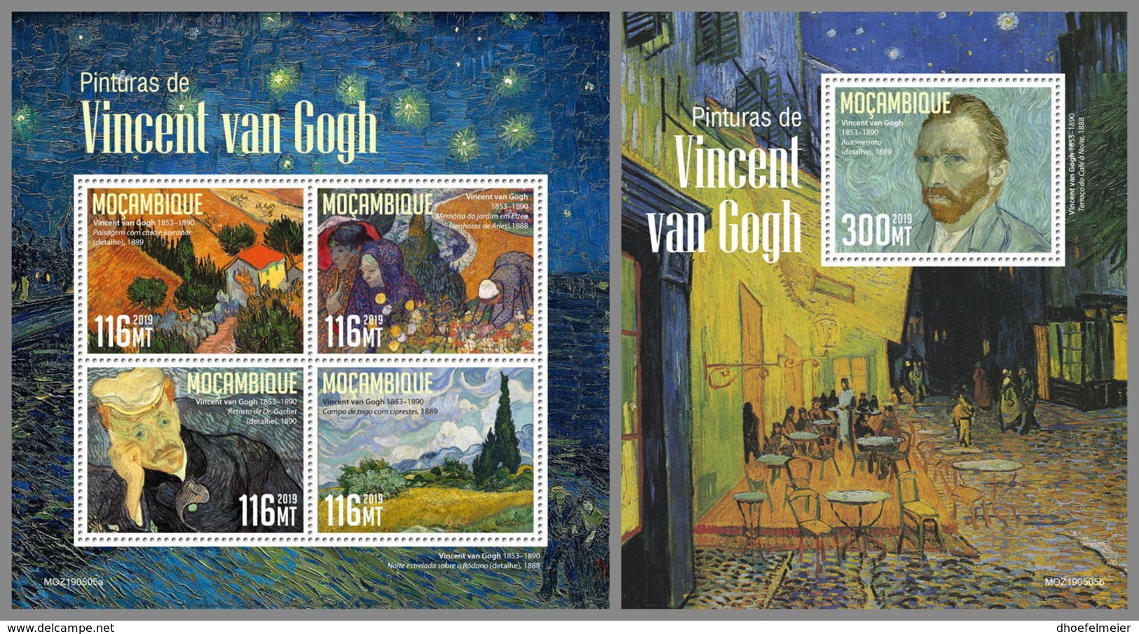 MOZAMBIQUE 2019 MNH Vincent Van Gogh Paintings Gemälde Peintures M/S+S/S - OFFICIAL ISSUE - DH1943 - Autres & Non Classés