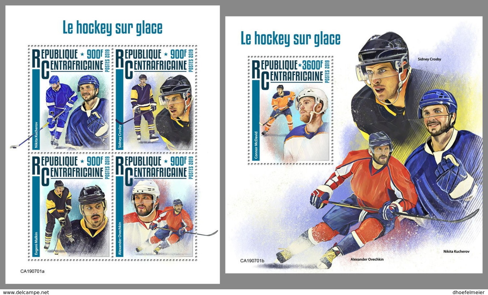 CENTRALAFRICA 2019 MNH Ice Hockey Eishockey Hockey Sur Glace M/S+S/S - IMPERFORATED - DH1943 - Hockey (Ice)