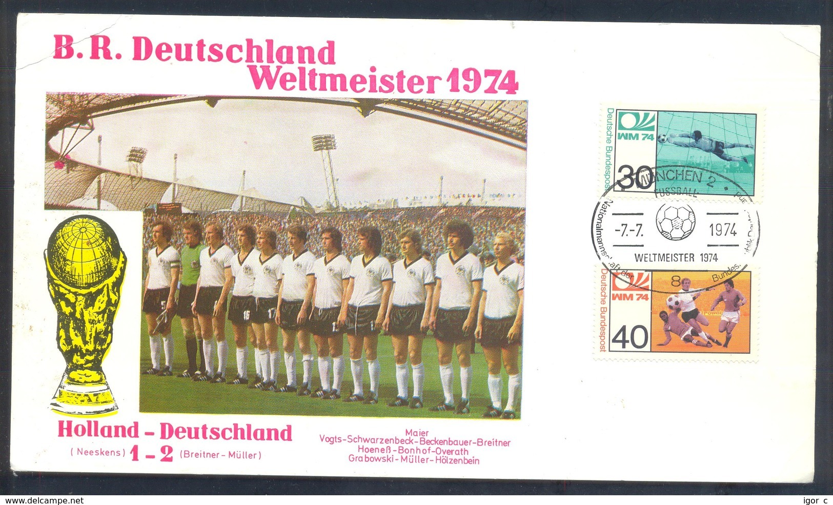 Germany 1974 Card: Football Fussball Soccer Calcio: FIFA World Cup; Germany Team Weltmmeister; Final Match Holland - 1974 – Westdeutschland