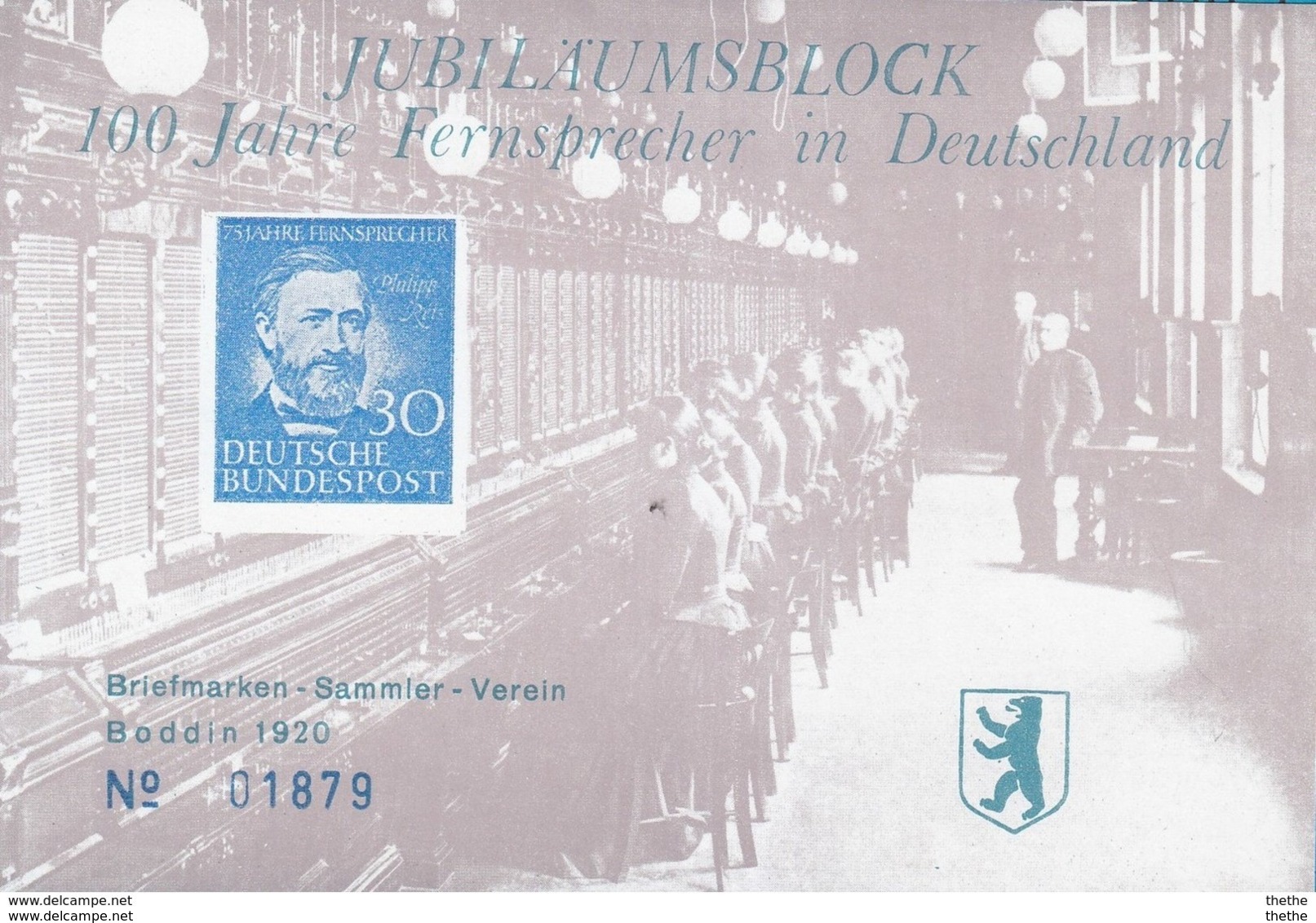 100 Ans Téléphone 1977 - Vignette : Allemagne Bloc Jubilé - Telecom