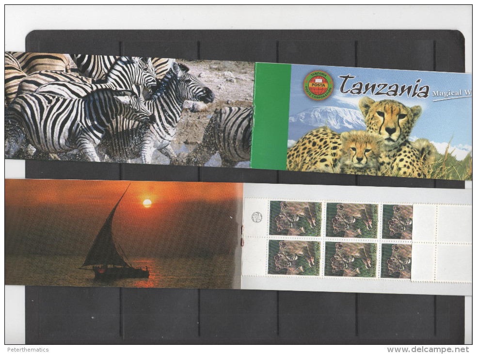 TANZANIA ,MNH,TOURISM, LOCAL BOOKLET, LIONS, FAUNA, CHEETAHS,  ZEBRAS, TROPICALIZED STAMPS, SCARCE - Raubkatzen