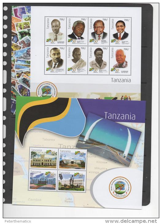 TANZANIA,2012, MNH,INDEPENDENCE, PRESIDENTS, TANZANIAN PRESIDENTS, PARLIAMENT BUILDINGS, BRIDGE, 2 SHEETLETS, - Other & Unclassified