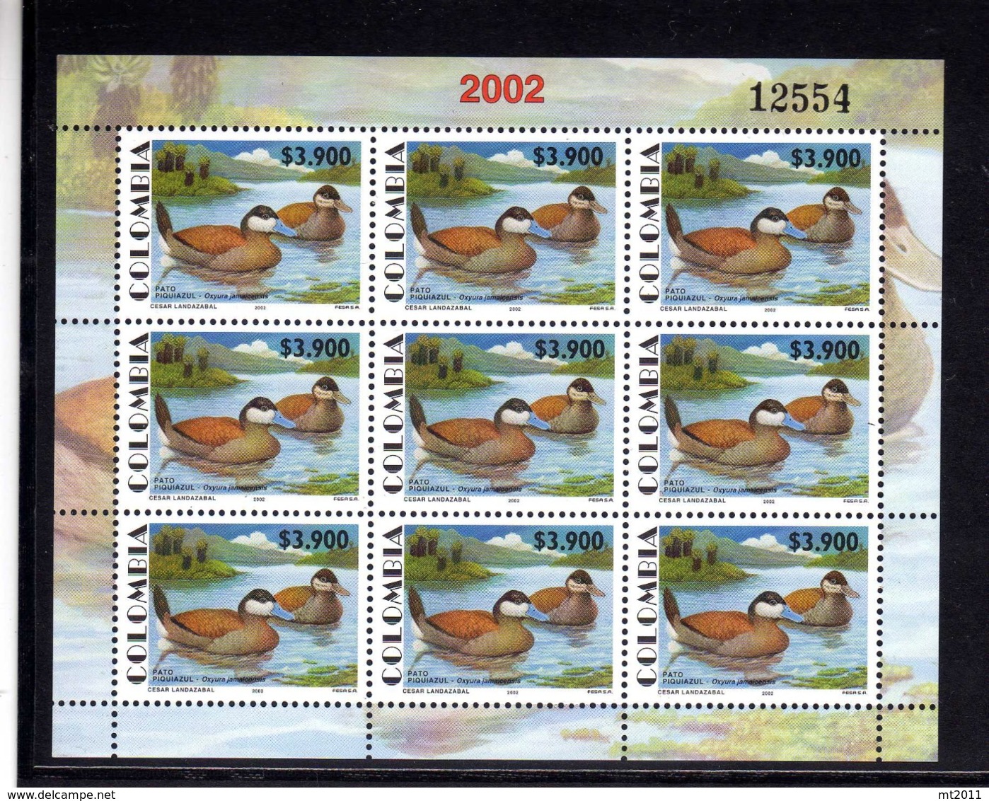 COLOMBIA 2002 MNH - " OISEAUX / BIRDS " - MSHEET OF 9 VAL / RARE - Altri & Non Classificati