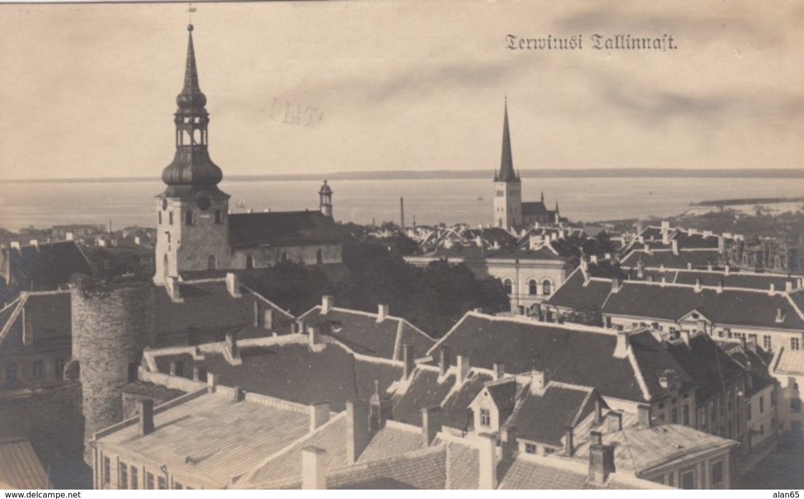 Tallinn Estonia, Reval View Of Port City On Baltic C1910s/20s Vintage Postcard - Estland