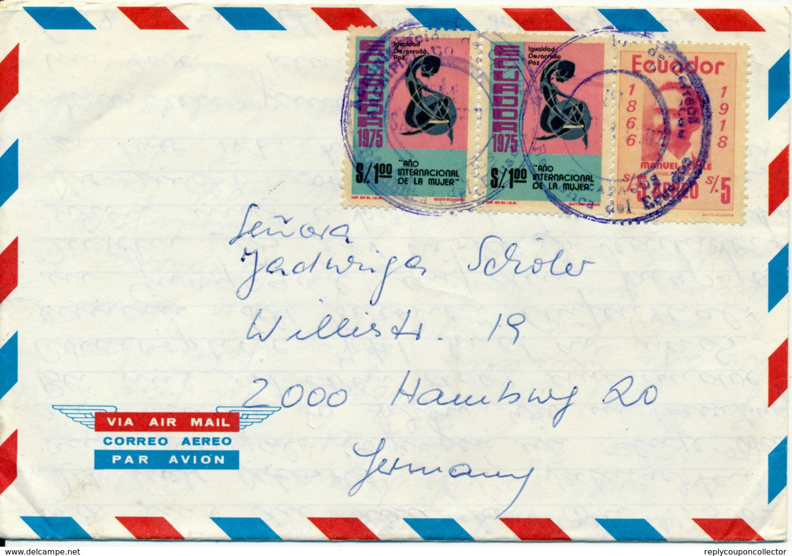 GALAPAGOS / ECUADOR - 1976 , Picture Envelope Nach Hamburg - Ecuador