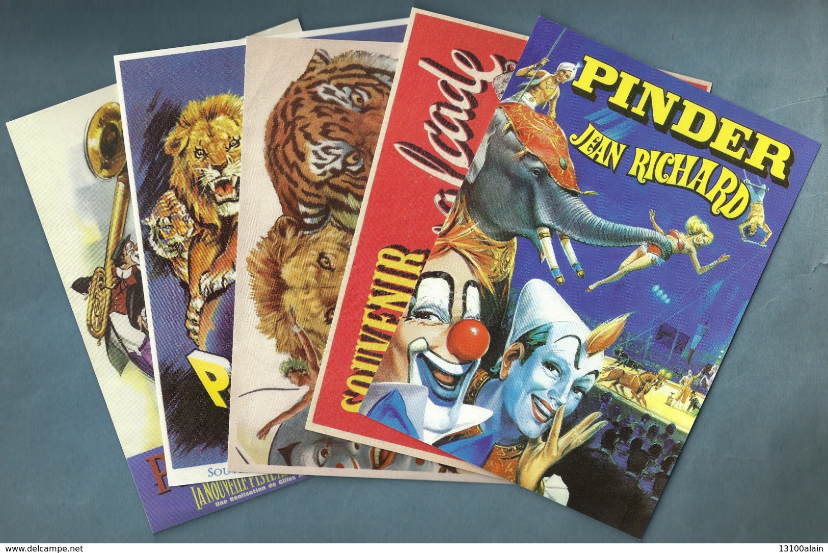 LOT 5 CARTES POSTALES 2014 ANIMAUX AFFICHES CIRQUE PINDER OFFERTES EDITIONS ATLAS SPECTACLE - Zirkus