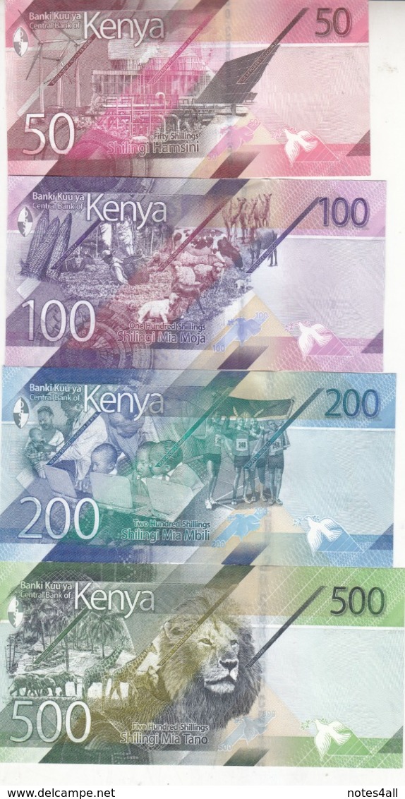 KENYA 50 100 200 500 SHILLINGS 2019 P- NEW UNC SET */* - Kenia