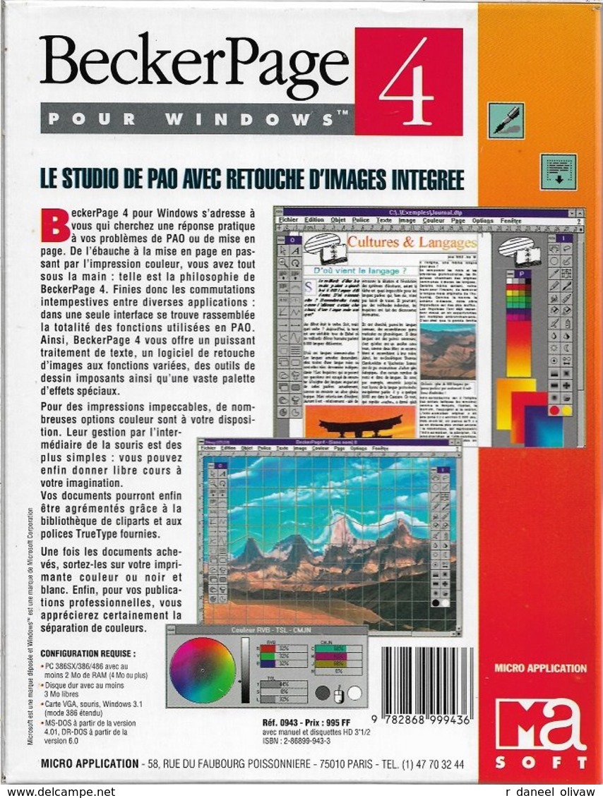 BeckerPage 4 Pour Windows 3.1, Avec DOS 4.01 Ou Supérieur (1993, TBE+) - Other & Unclassified