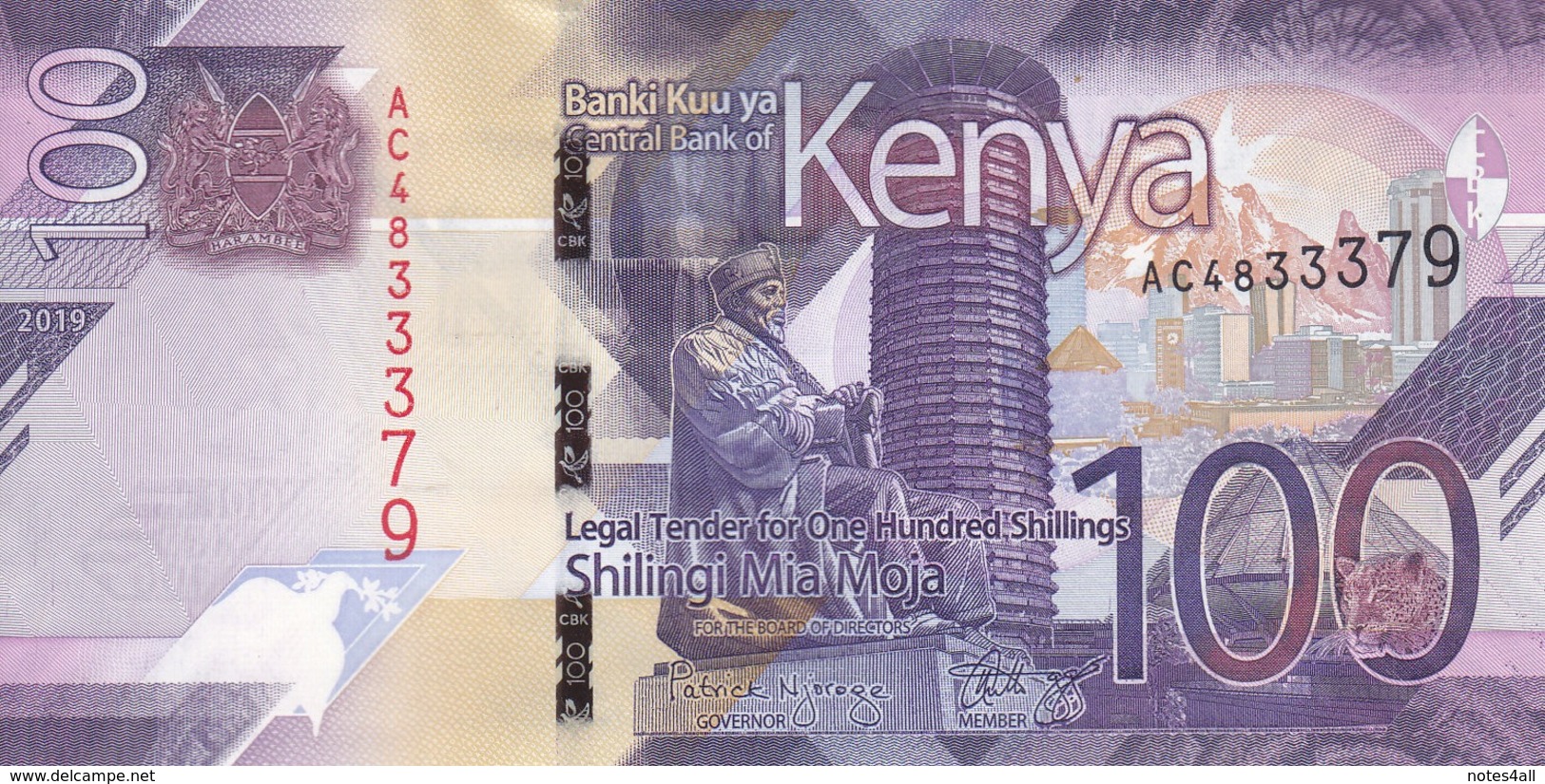 KENYA 100 SHILLINGS 2019 P-NEW UNC */* - Kenia