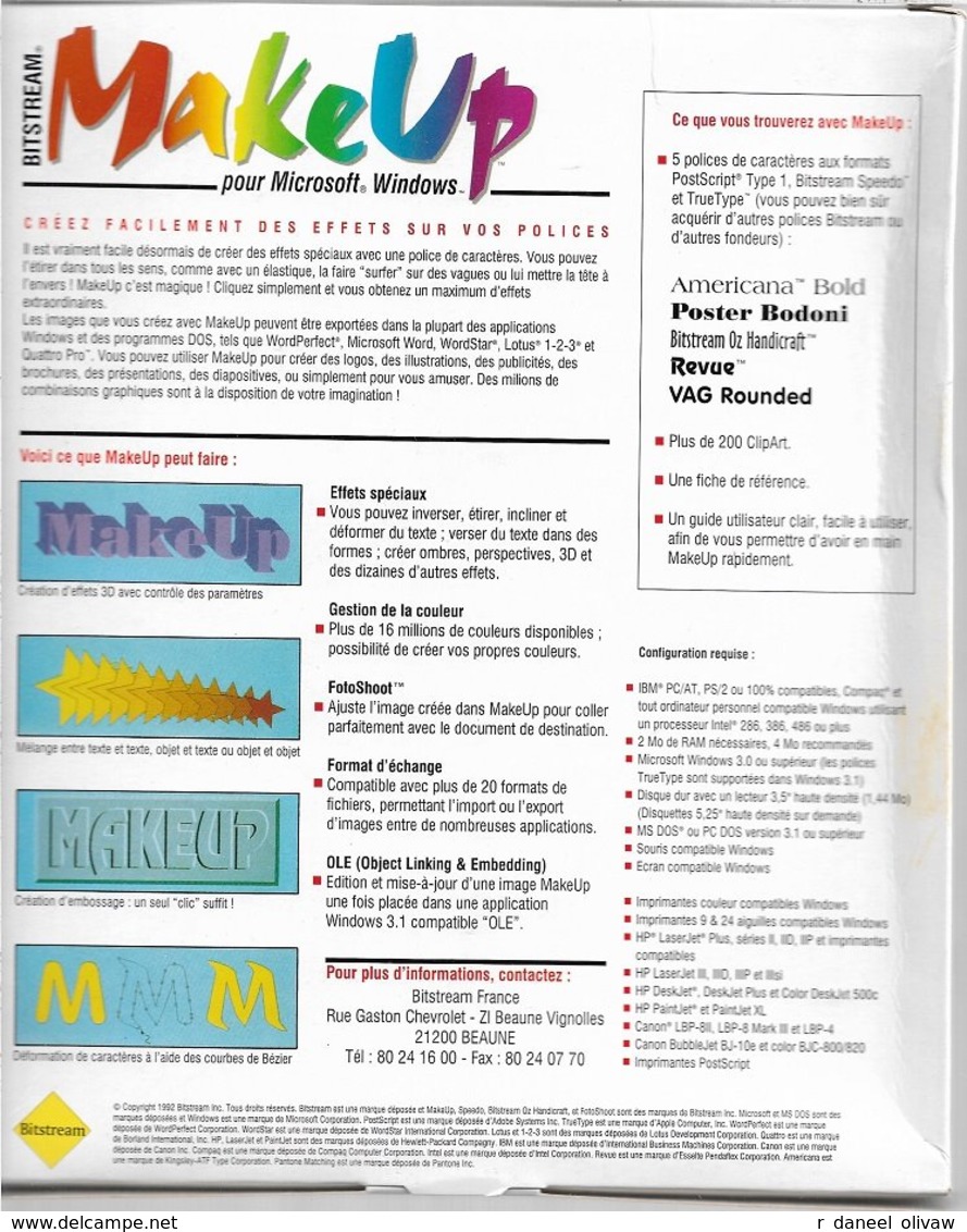 MakeUp 1.1 Pour Windows 3, Avec DOS 3.1 Ou Supérieur (1992, TBE+) - Andere & Zonder Classificatie