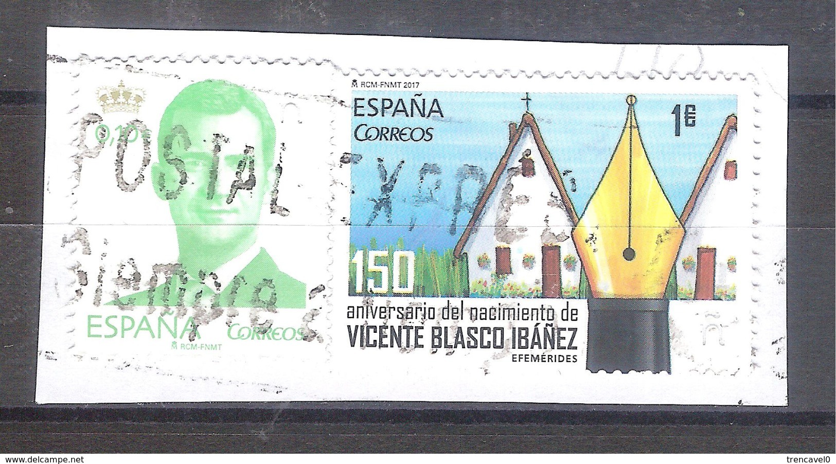 España 2017 - 2 Sellos Usados - 150 Aniversario Vicente Blasco Ibañez Y Rey Felipe VI- Espagne Spain Spanien - Usados