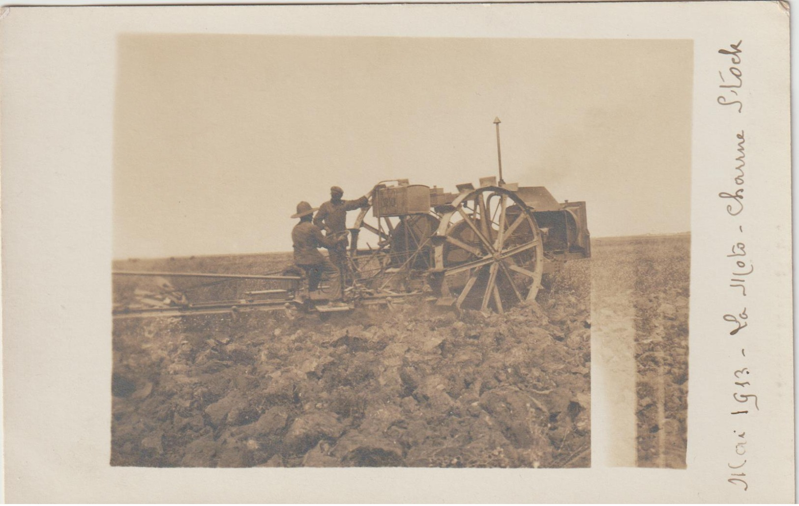 CPA   CARTE PHOTO  MAI 1913 LA MOTO CHARRUE STOCK  PHOTOGRAPHE MULOT PARIS  TTB   2 - Tracteurs