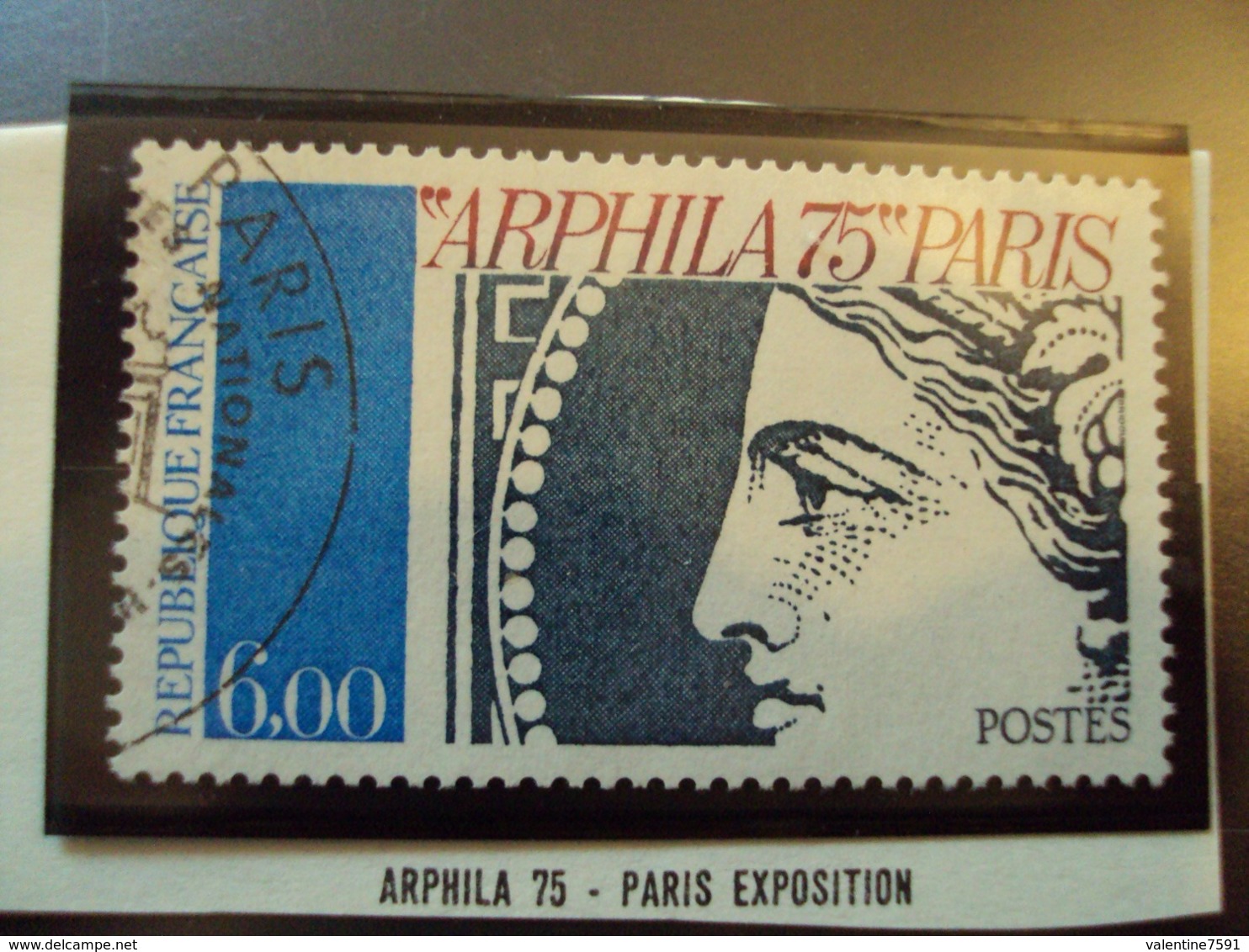 1970-79  Timbre Oblitéré N°  1837 " ARPHILA 75-    6.00 F "    Net  2 - Usados