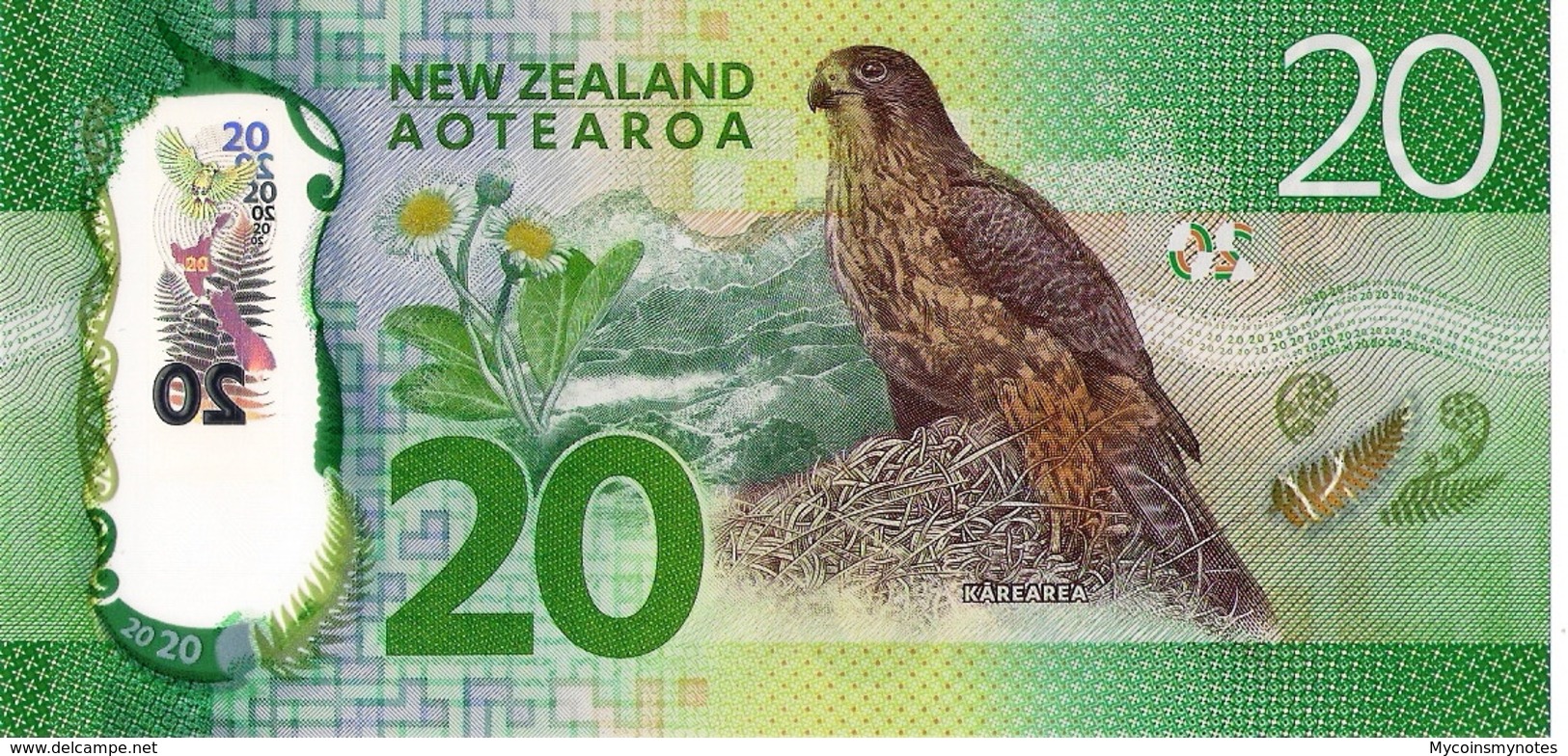 NEW ZEALAND 20 Dollars Banknote, 2016, P193, UNC, QUEEN ELIZABETH II & KAREAREA - Nieuw-Zeeland