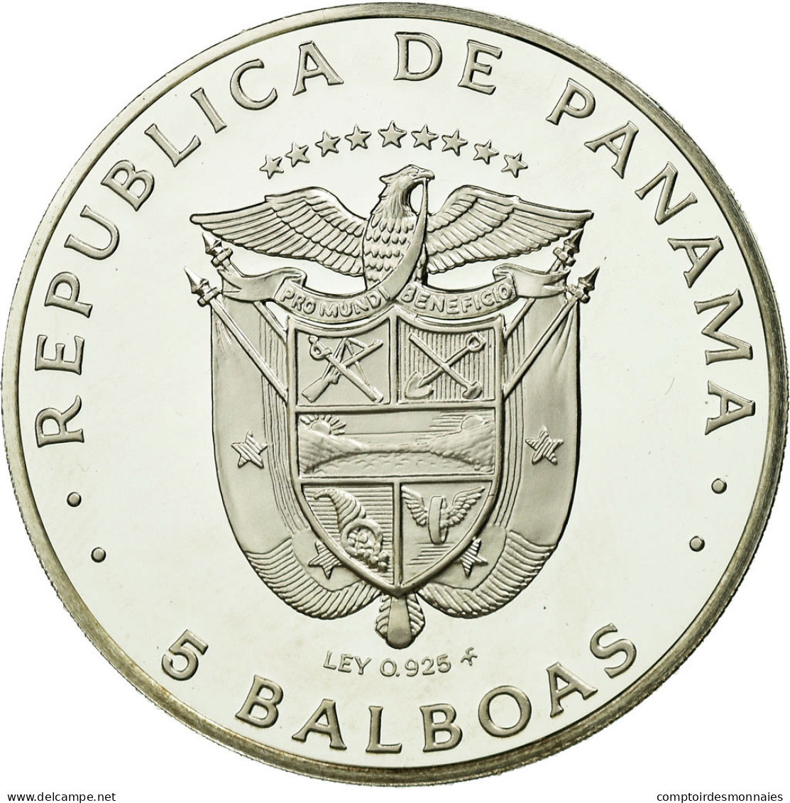 Monnaie, Panama, 5 Balboas, 1975, U.S. Mint, Proof, FDC, Argent, KM:40.1a - Panama