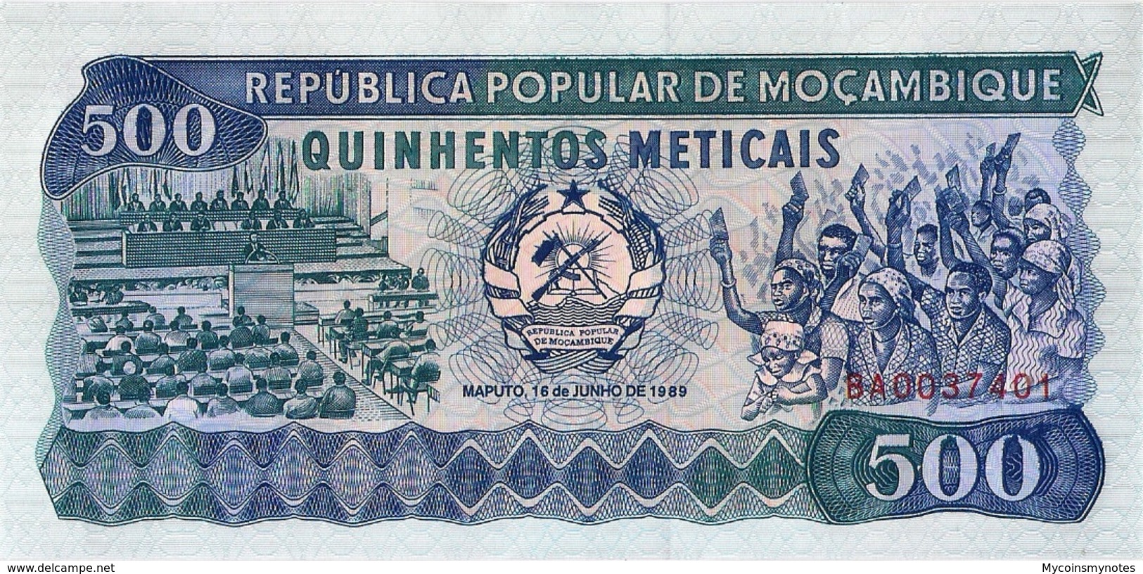 Mozambique, 500 Meticais, 1989, P189c, UNC - Mozambique