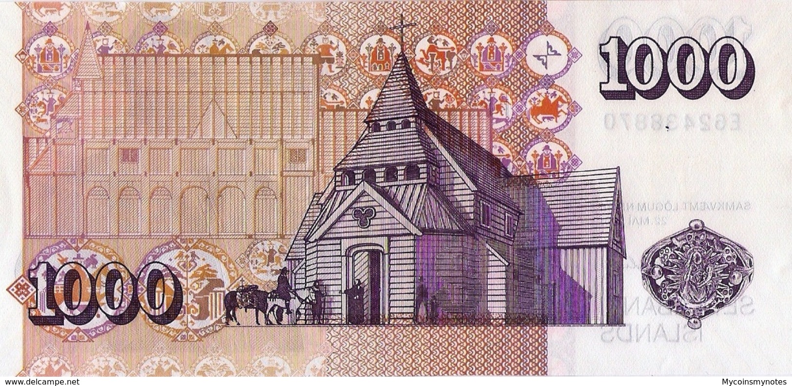 ICELAND 1000 KRONUR 2001 P60, UNC " Bishop Brynjólfur Sveinsson" - IJsland