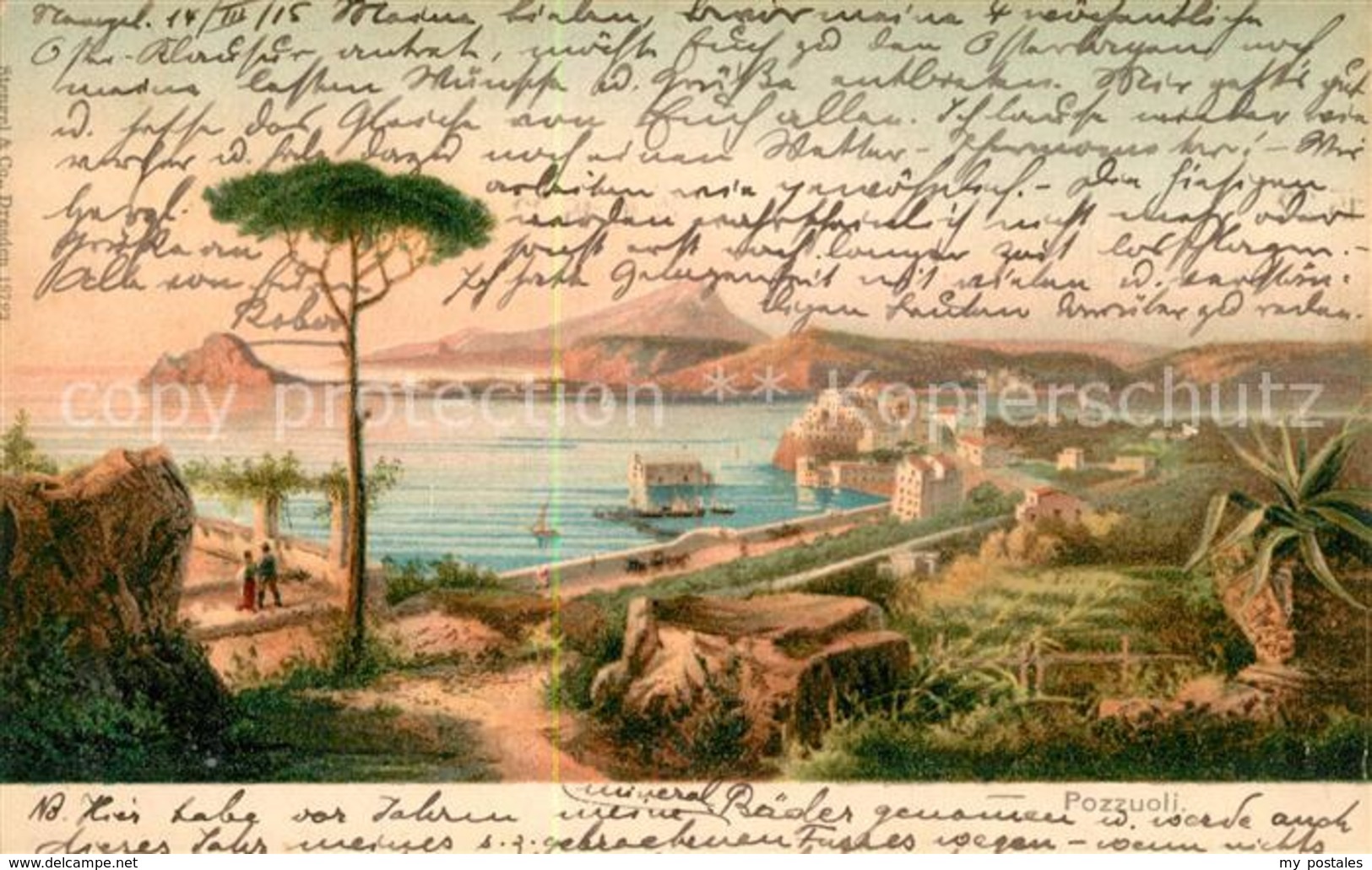 43502530 Pozzuoli Panorama Kuenstlerkarte Pozzuoli - Other & Unclassified