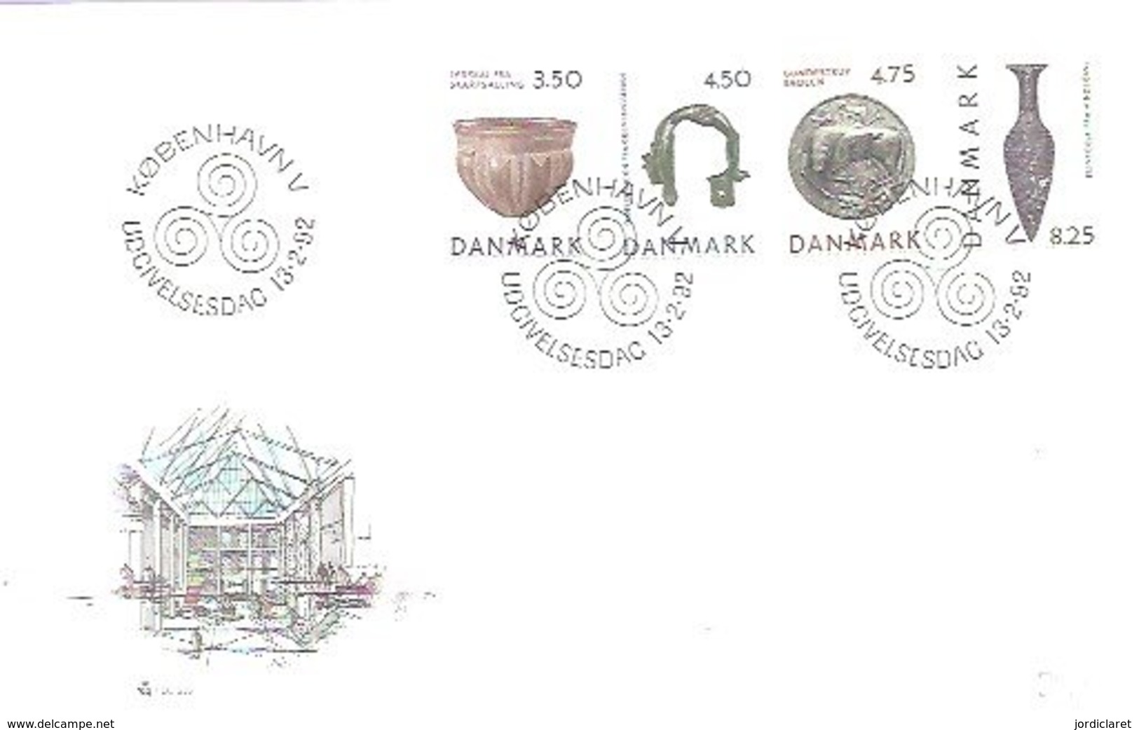 FDC DINAMARCA  1992 - Archeologia