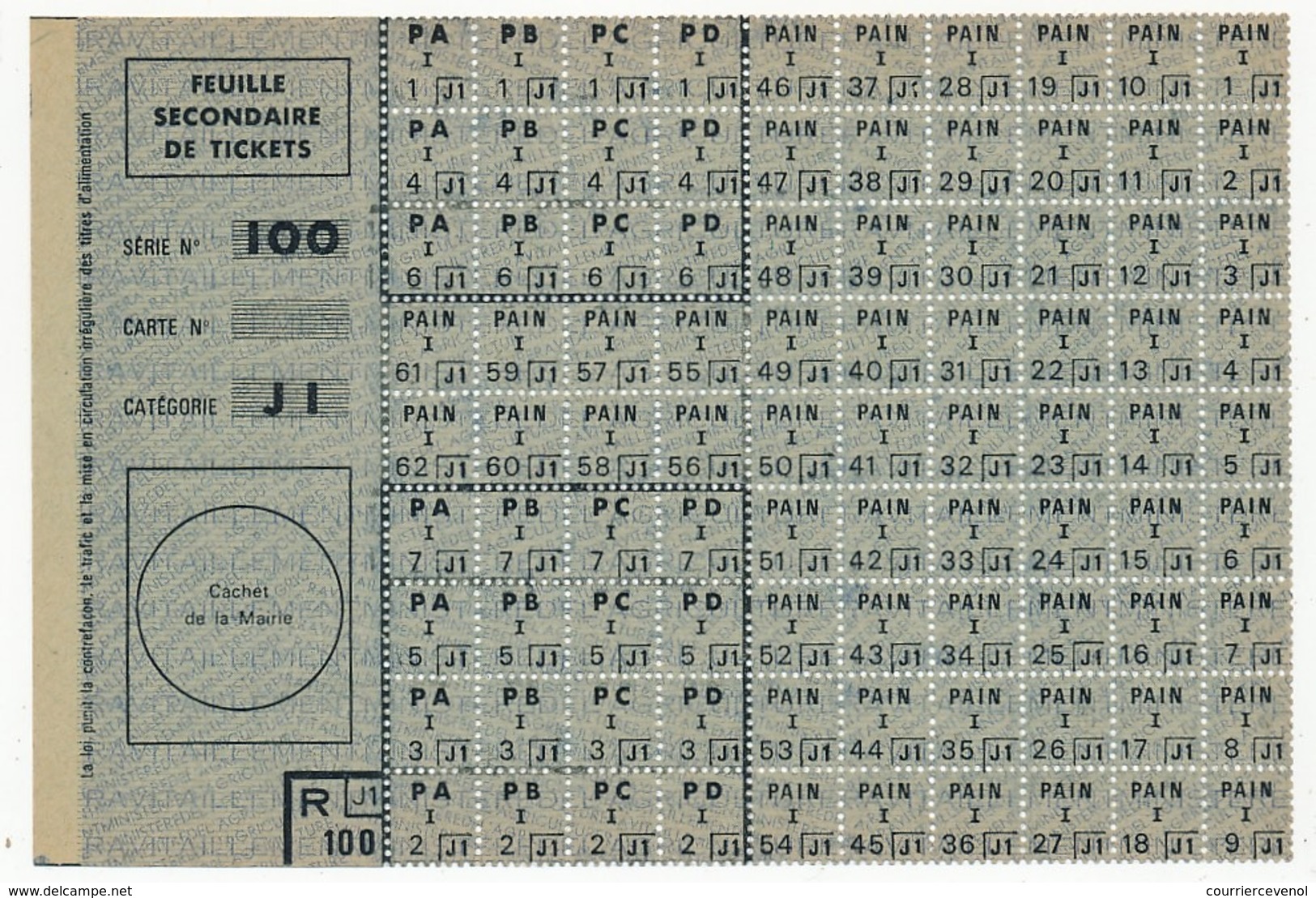 FRANCE - Carte Individuelle De Consommateur + 6 Feuillets De Tickets Ou Coupons - Non Datés ( RATIONNEMENT ) - Non Classés