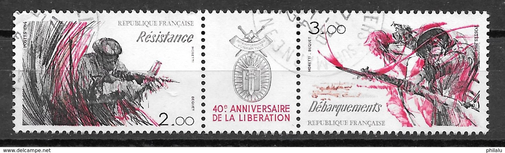 FRANCE T2313A  40 ème Anniversaire De La Libération Résistance Et Débarquement . - Gebraucht