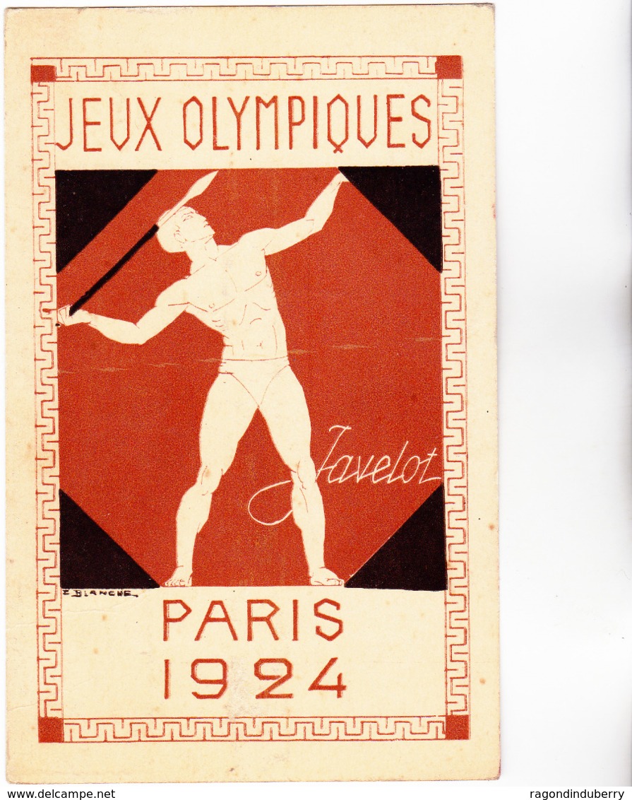 CPA - 75 - PARIS - ENTIER POSTAL JEUX OLYMPIQUES 1924 - Le Lancer Du Javelot, Timbre Pasteur 15c Neuf Au Verso - RARE - Postales Tipos Y (antes De 1995)