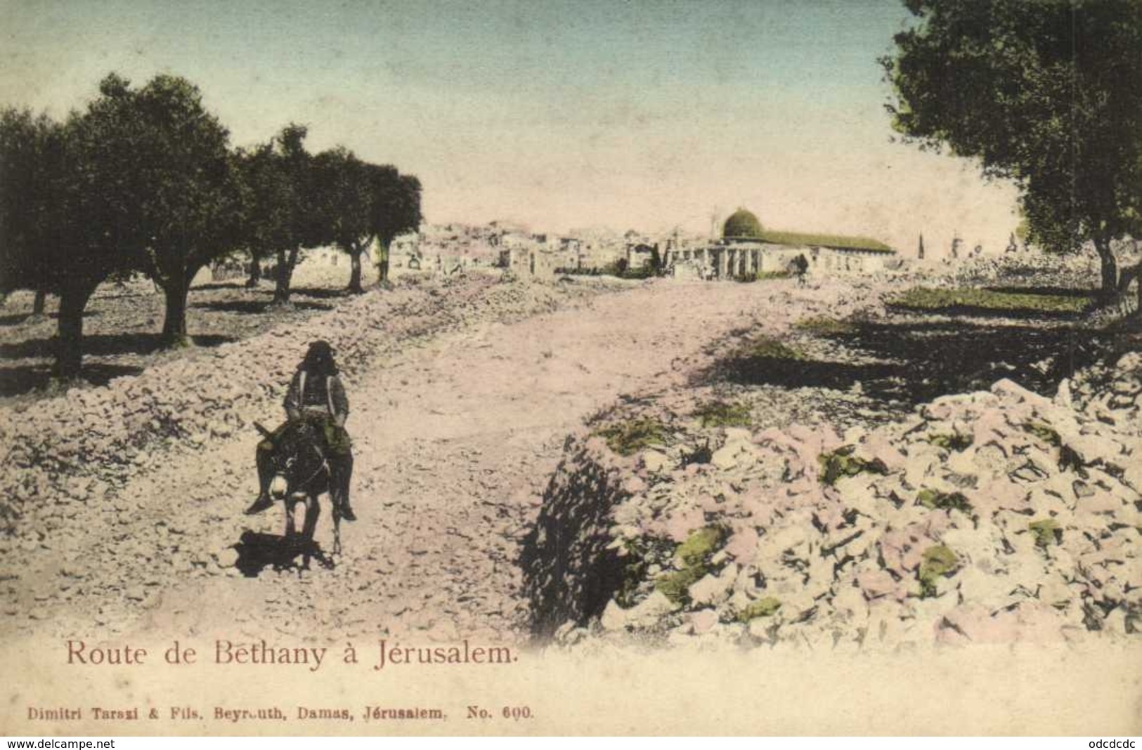 Route De Bethany à Jerusalem Homme Sur Son Ane Colorisée  RV - Israel