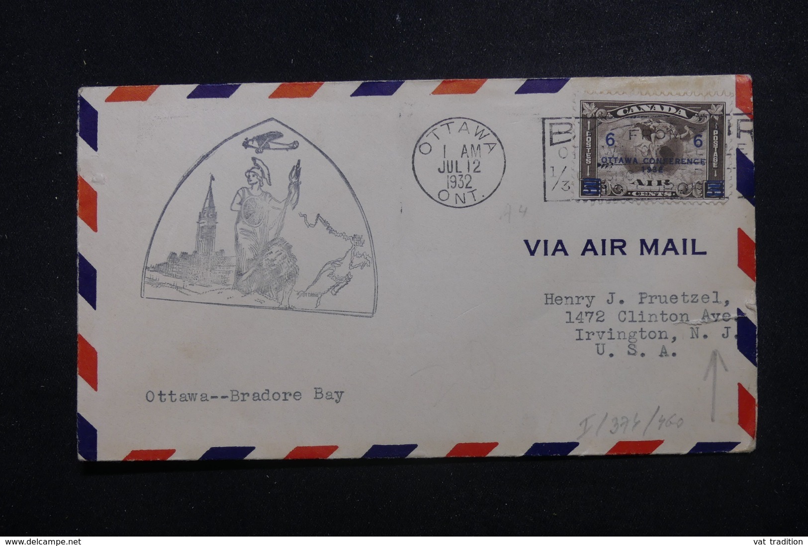 CANADA - Enveloppe Par Avion De Ottawa / Bradore Bay En 1932, Affranchissement Plaisant - L 45101 - Briefe U. Dokumente