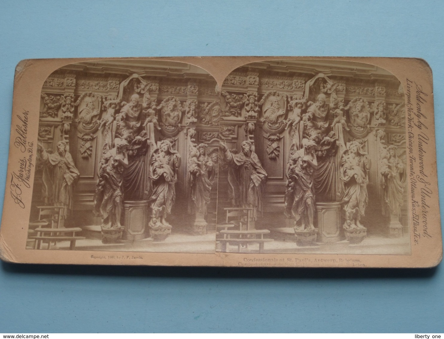 Confessionals At St. PAUL's ANTWERP Belgium ( Stereo Photo / Jarvis - Underwood ) Copyright 1889 ! - Stereo-Photographie