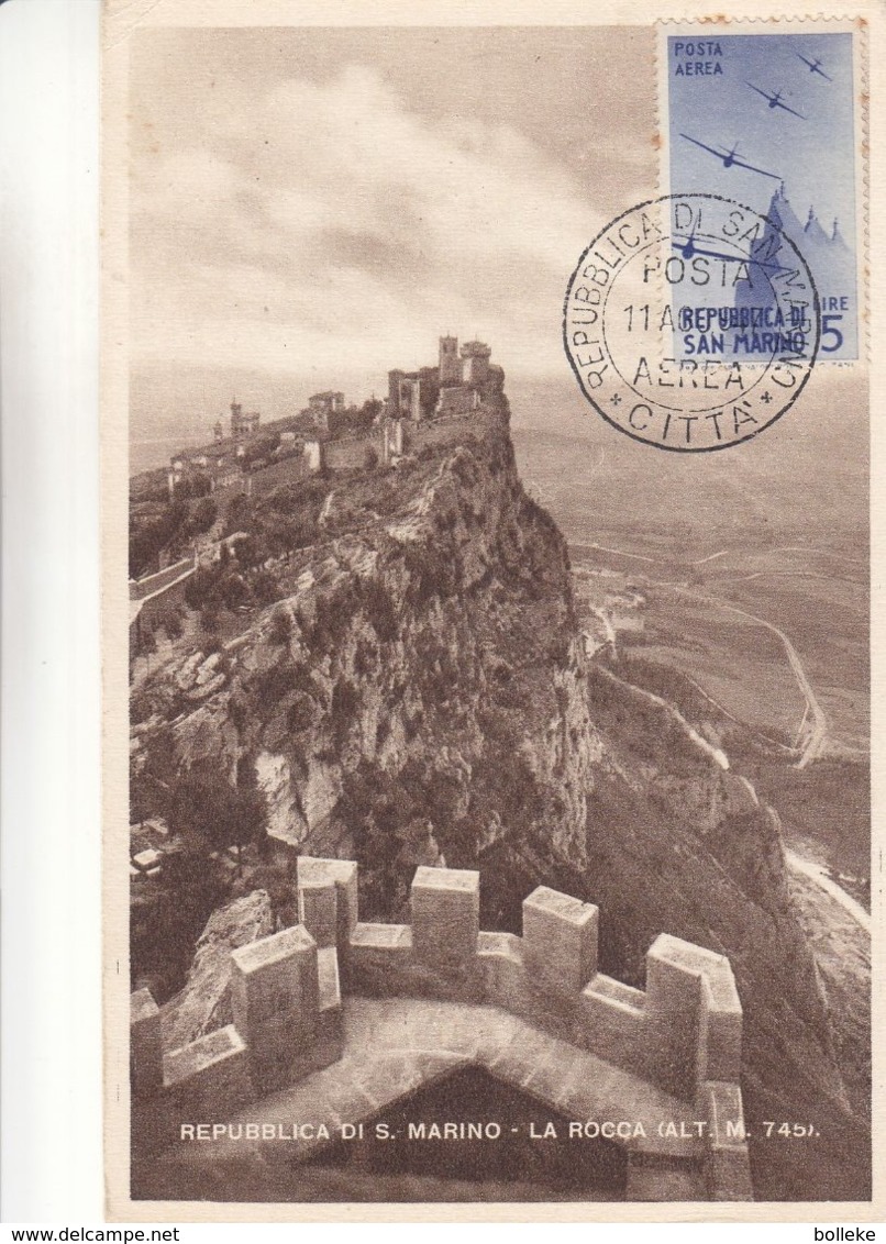 Saint Marin - Carte Postale De 1947 - Oblit Republica Di San Marino - Avions - Carte Maximum  ? - Lettres & Documents