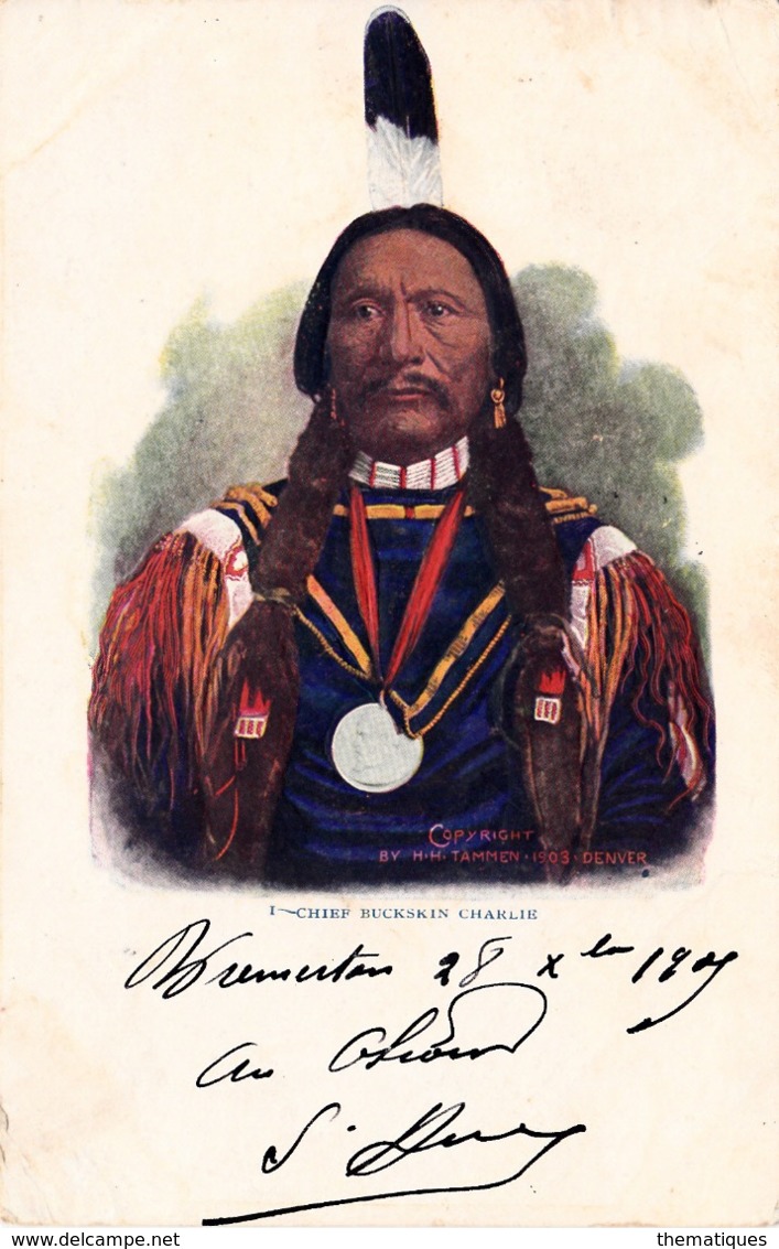 Thematiques Etats Unis Indiens Chief Buckskin Charlie Cachet Tacoma Wash 30 12 1905 - Tacoma