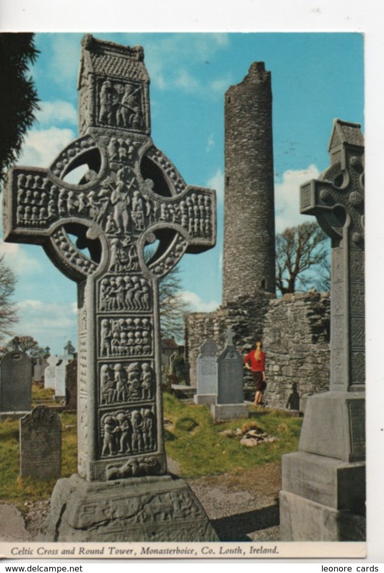 CPA.Irlande.Monasterboice Co. Louth.1978.Celtic Cross And Round Tower - Louth