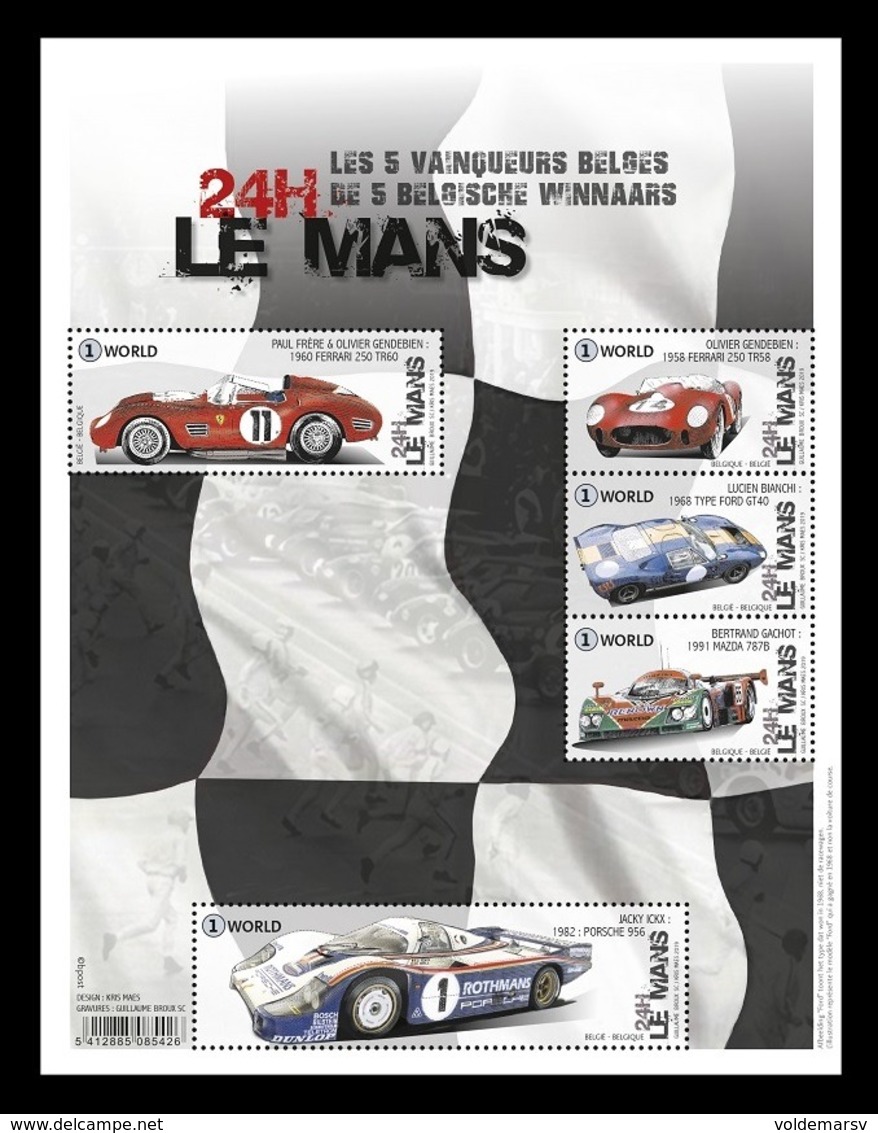 Belgium 2019 Mih. 4930/34 (Bl.244) Belgian Winners Of 24 Hours Of Le Mans Car Race MNH ** - Neufs