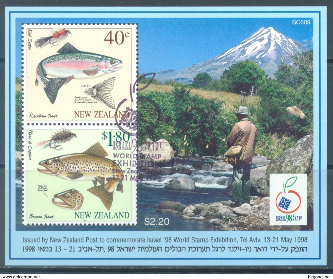 NEW ZEALAND - USED/OBLIT. - 1998 - ISRAEL EXPO TROUT FISH  - Yv 121 -  Lot 20628 - Blocs-feuillets