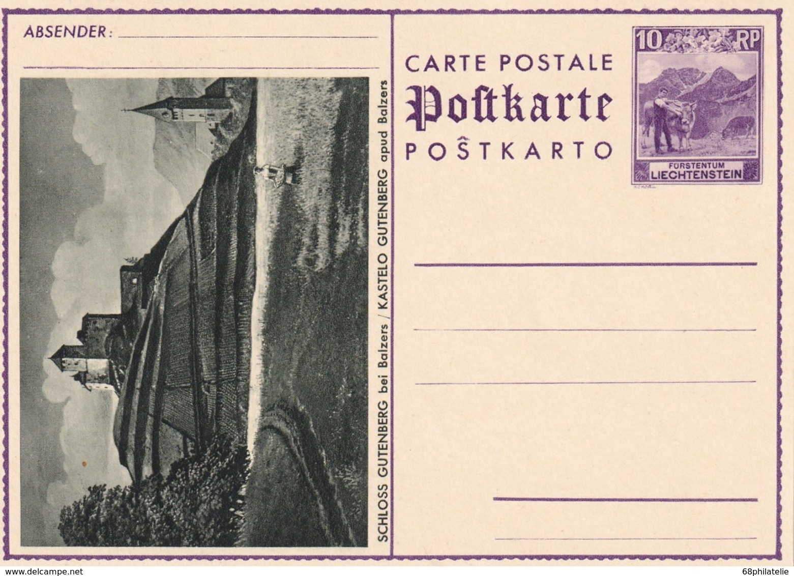 LIECHTENSTEIN   ENTIER POSTAL/GANZSACHE/POSTAL STATIONERY  CARTE ILLUSTREE - Stamped Stationery