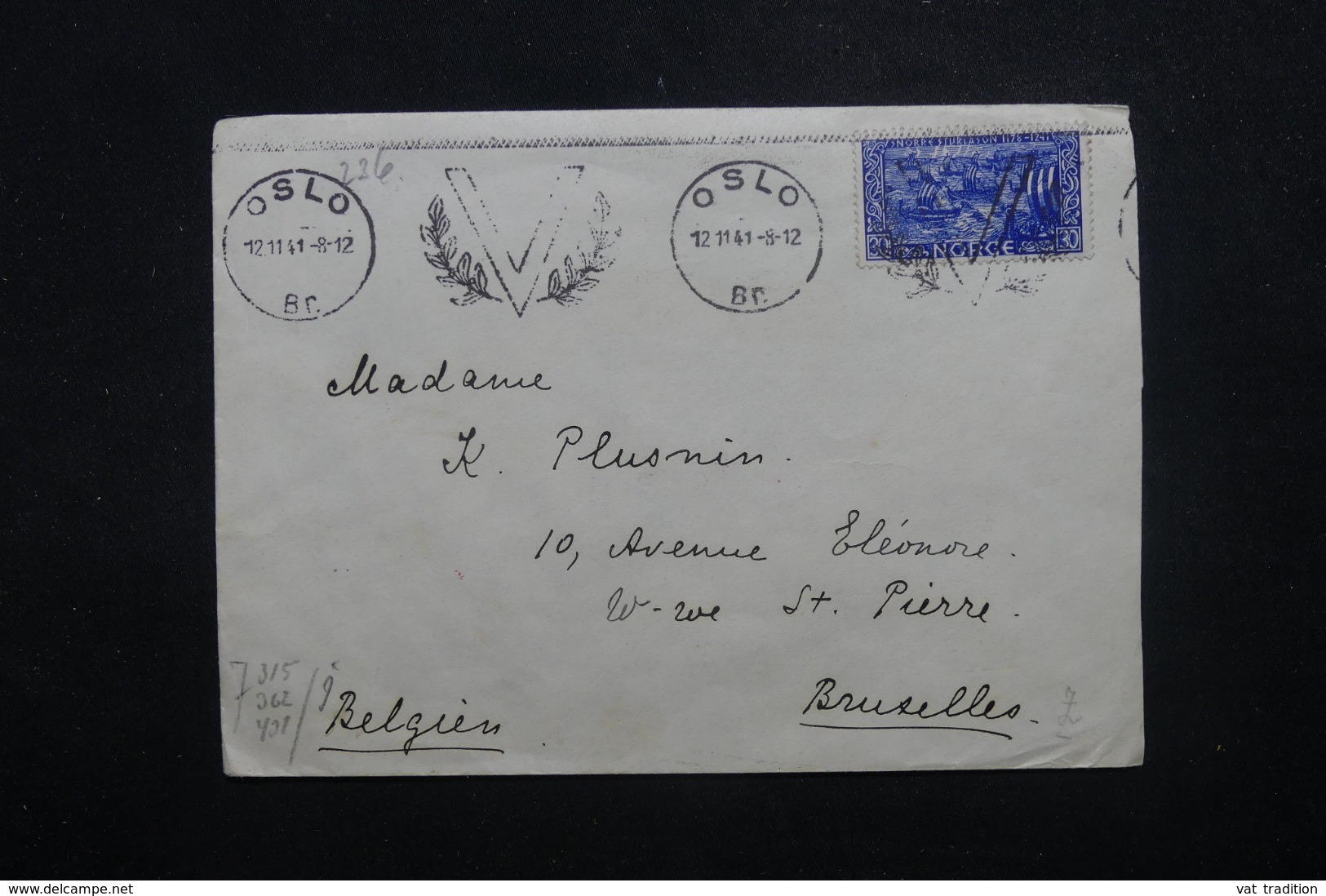 NORVÈGE - Enveloppe De Oslo Pour Bruxelles En 1941, Affranchissement Et Oblitération Plaisants - L 45132 - Lettres & Documents